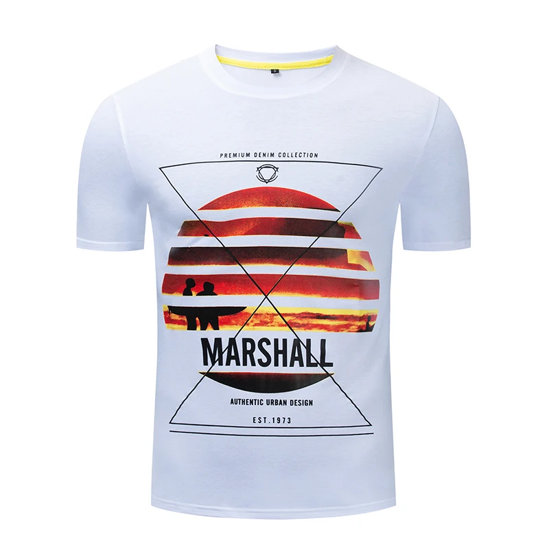 

2019 Fashion Sunset Print T-shirt Men's T-shirt Male 100% Cotton O-neck T-shirt Short-sleeved Casual Men's T-shirt
