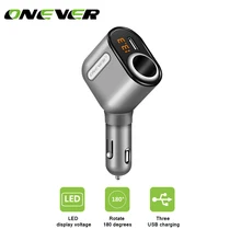 Onever 3 порта USB Автомобильное зарядное устройство автомобильного прикуривателя разъем сплиттер адаптер питания зарядное устройство Макс 5 в 3.1A выход напряжение дисплей