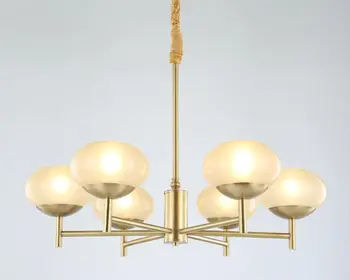 

Modern Real Bronze Copper Chandelier for Bedroom Dining Living Room Round Glass Large Chandelier Lighting BLC087