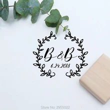 Персонализированные свадьбы оставляет штамп, пользовательские имена деревянная резиновая печать, деревенский Свадебные печати с выражением любви само красочного, инициалы Свадебная печать