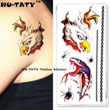 

Nu-TATY Fierce Snake Hawk 3d Temporary Tattoo Body Art Flash Tattoo Stickers 19*9cm Waterproof Tatoo Home Decor Wall Sticker