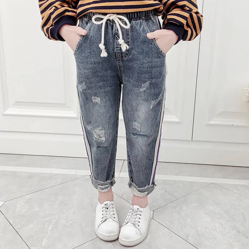 JMFFY Baby Girls Denim Pants Casual Kids Autumn Trousers Girl 2019 Spring Children For Ripped Cowboy Jeans New | Детская одежда и