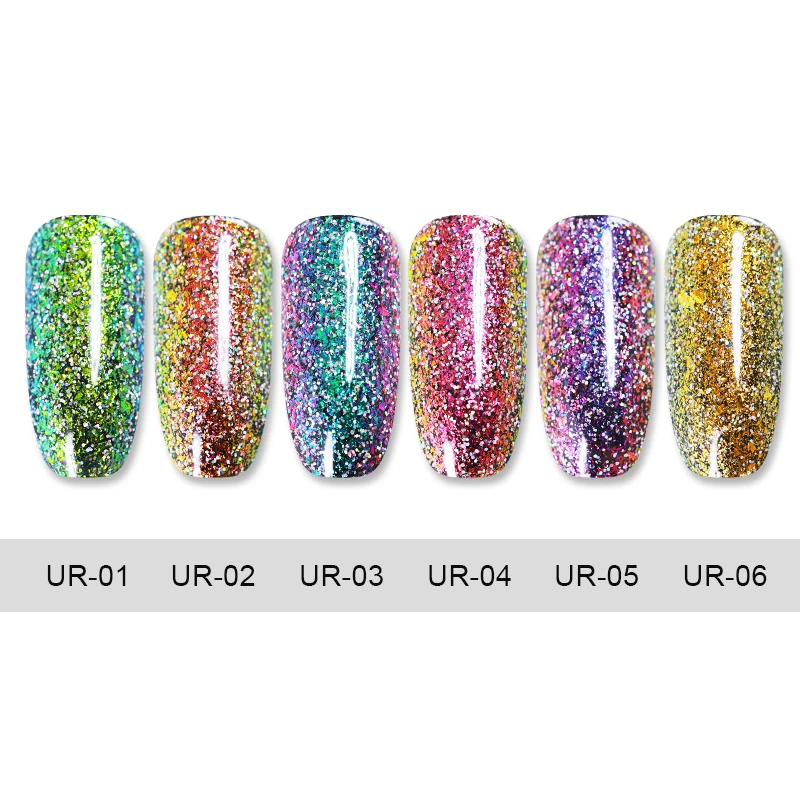 UR SUGAR 7.5ml Chameleon Holographic Gel Polish Starry Sparkle Glitter Soak Off UV Gel Varnish Long-lasting Nail Lacquer