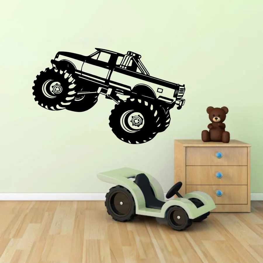 Monster Truck Car SUV Настенная Наклейка для детской комнаты мальчиков спальни виниловая