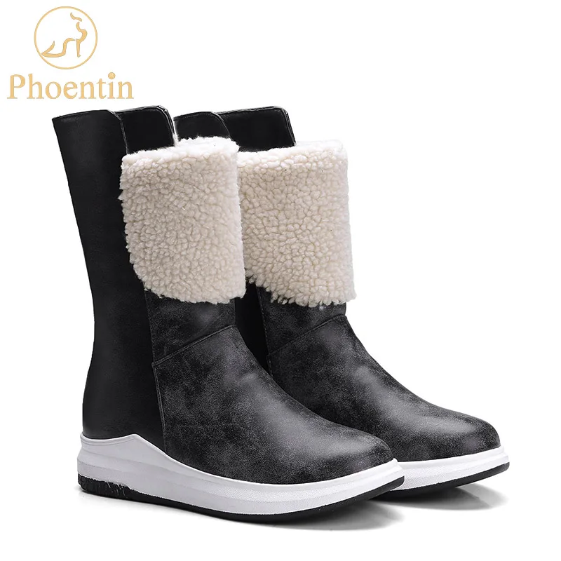 

Phoentin black winter snow boots with platform flat with heels 43 size mixed colors mid calf short women's boots warm shoe FT283
