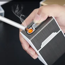 8 мм сигарета 20 алюминиевая пластиковая коробка для сигарет чехол с USB зажигалкой портсигар 100*60*29 мм