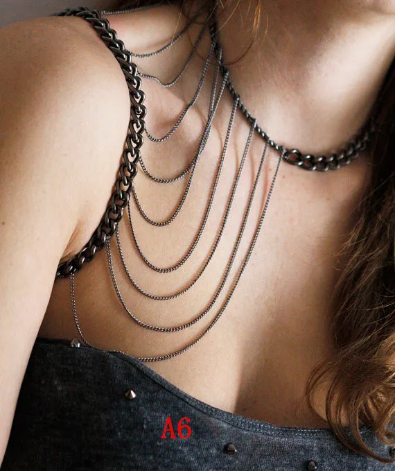 

FREE SHIPPING STYLE A6 GRAY PLATED CHAIN SINGLE SHOULDER CHAIN JEWELRY 3 COLORS