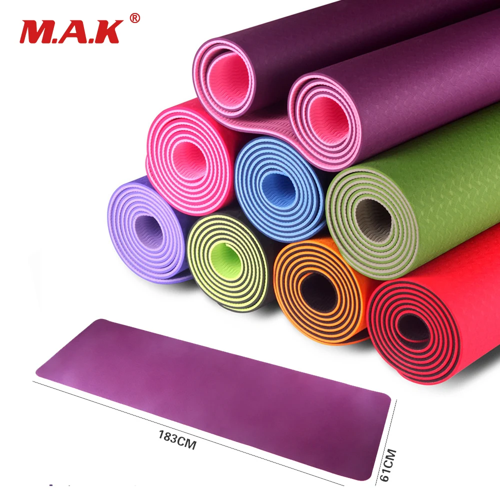 

6MM TPE Yoga Mat Anti Slip Sports Fitness Exercise Pilates Gym For Beginners With Yoga Bag 183*61*0.6cm