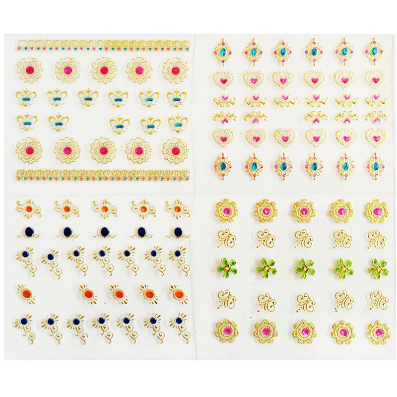 24Pcs 3D Bronzing Designs Nail Art Stickers Gem Style Manicure Stamping Decals DIY Nail Decorations Hot Sale