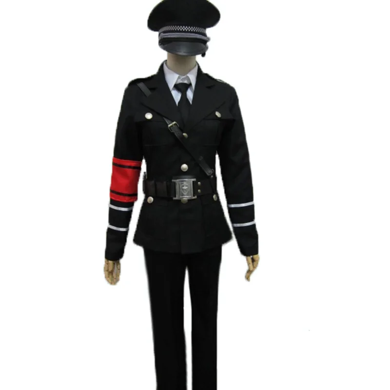 

Togainu no Chi Akira Black Military Wniform Cosplay Costume Full Set With Hat and gloves Custom Made