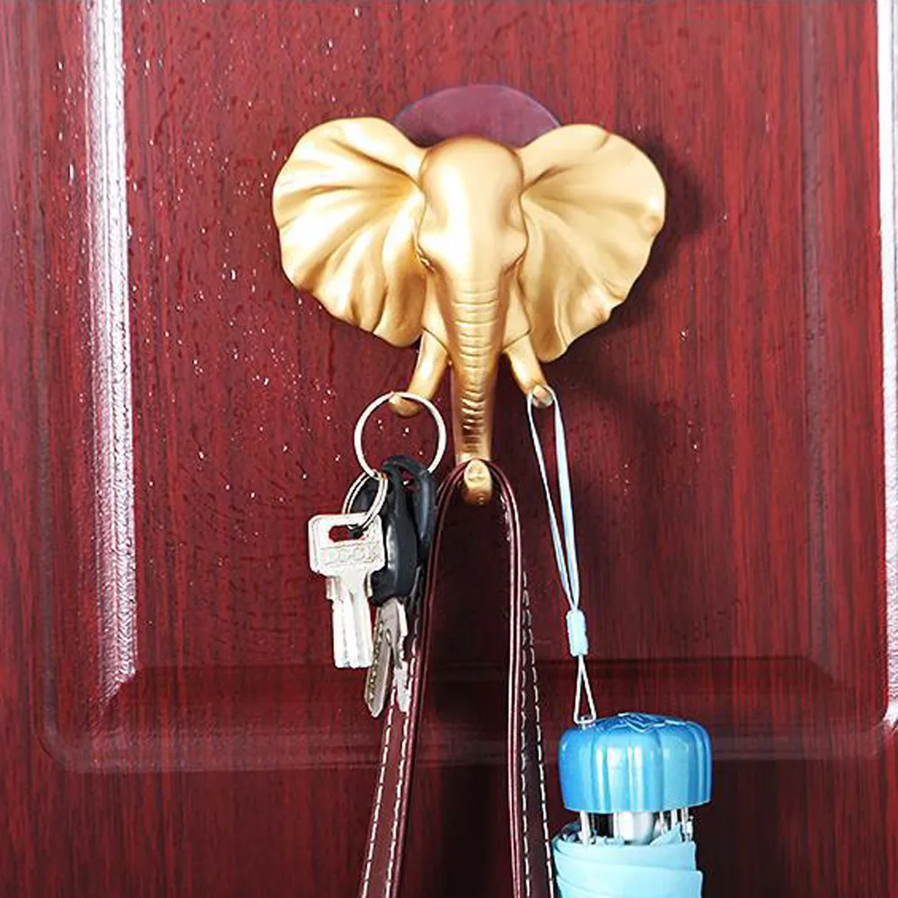 Украшение стены Золотая вешалка модное пальто Крючки для ключей олень/в форме слона крючок голова Моделирование присоска гостиная спальня 1D5