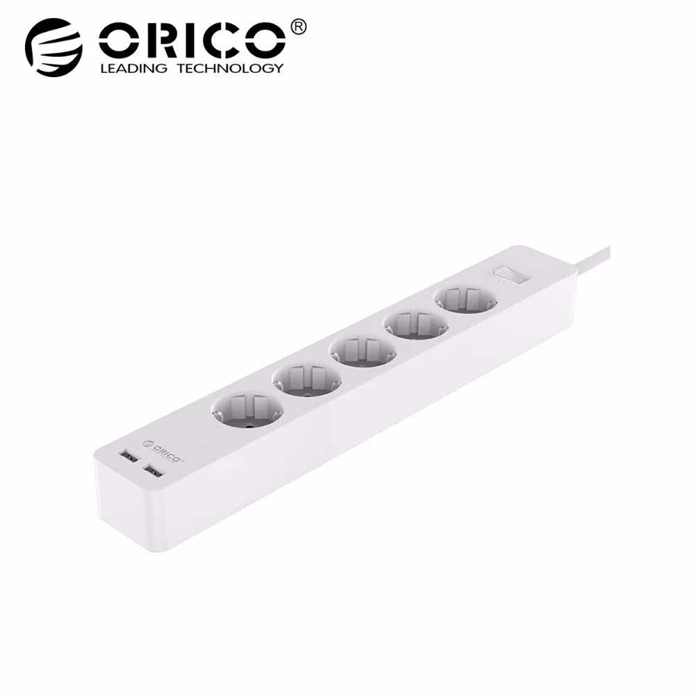 

ORICO 5 AC+2 USB Power Strip Electronic Socket Home Office EU Surge Protector with hargers EU Plug Extension Socket 5V4A