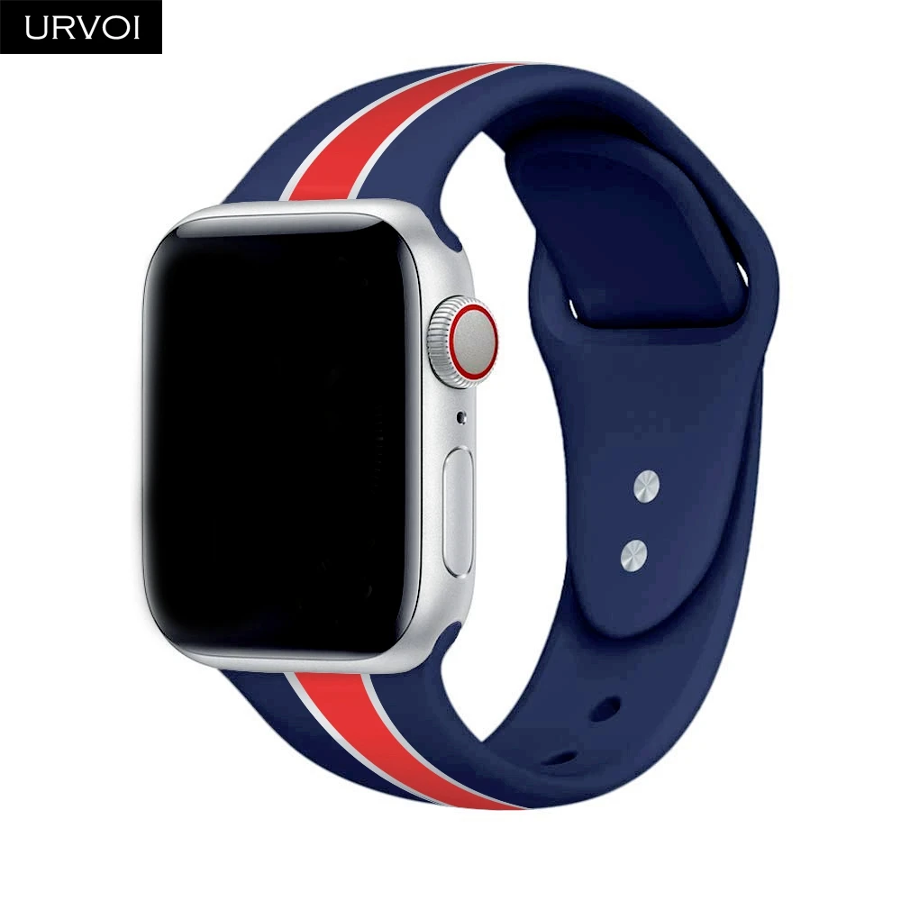 URVOI спортивный ремешок для Apple Watch series 5 4 3 2 1 силиконовый ремешок для iWatch Красочный мягкий Сменный адаптер AW 38 40 42 44 мм