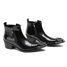 Черный человек Классический с острым носком Для мужчин Натуральная кожа черный ботильоны Для мужчин увеличивающие рост ботинки платья