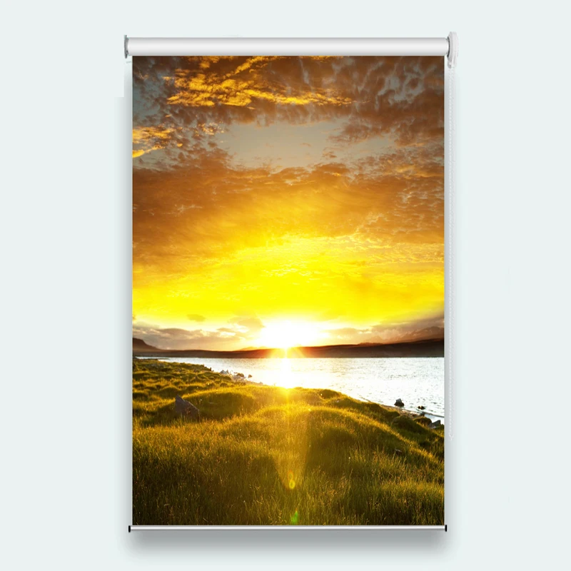 Window Roller Blinds HD sunset landscape Shade Curtains For Window Treatments Shower Curtain