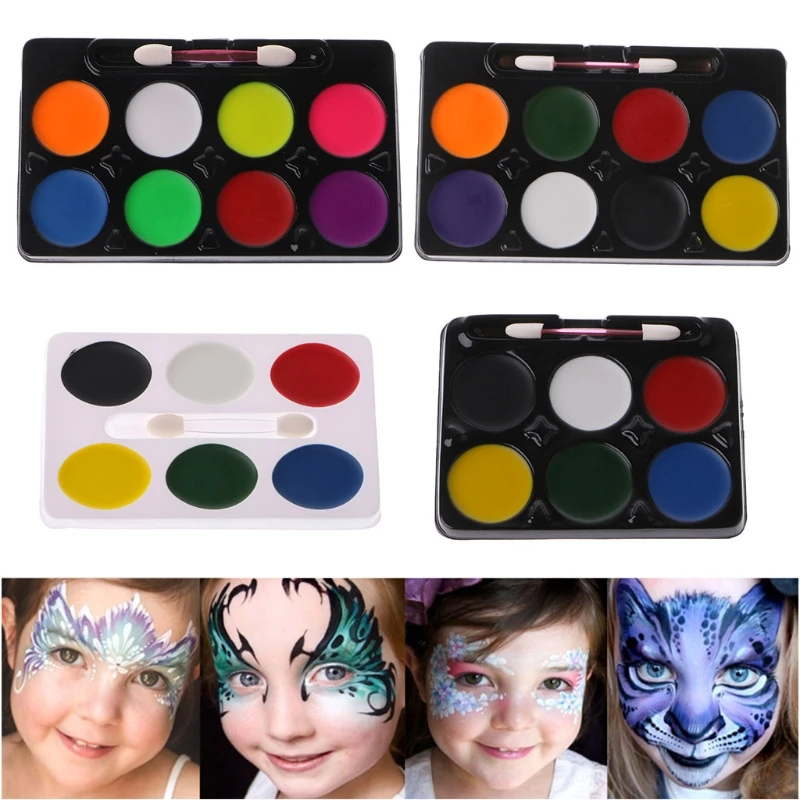

Creative 6 / 8 Colors Face Body Paint Palette Makeup Brush Set Halloween Party Stage Fancy Dress Up Party Decor