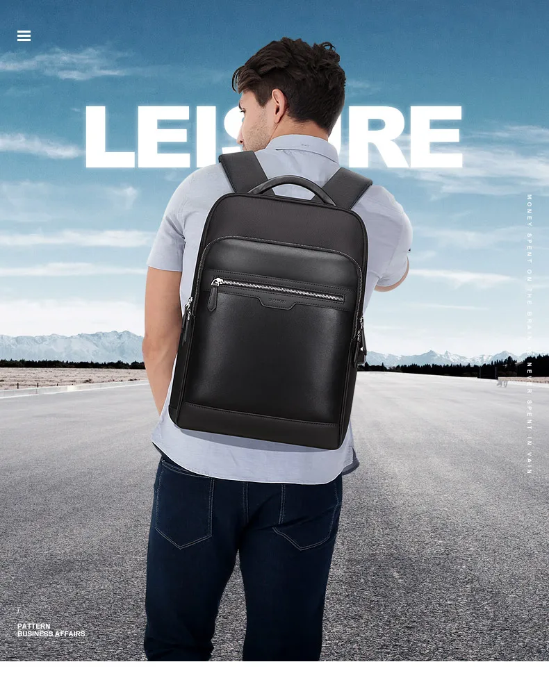 BOPAI, кожаный мужской рюкзак для ноутбука, многофункциональный, с usb зарядкой, большой емкости, с защитой от кражи, для путешествий, бизнес-рюкзак для 15,6 дюймов