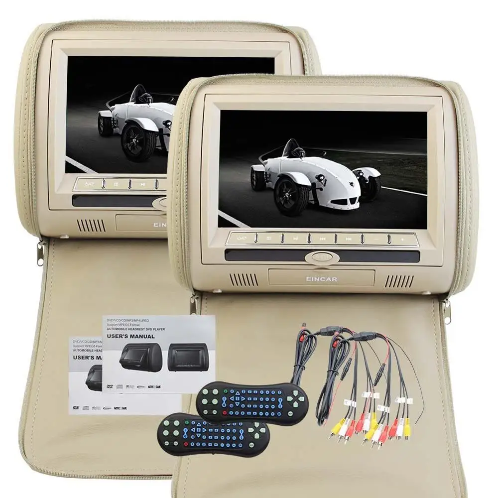 

2 PCS Audio Car CD DVD/Multimedia Headrest Screens Auto Monitor/Monitors with USB/SD /IR /32 bits Games and FM IR Transmitter