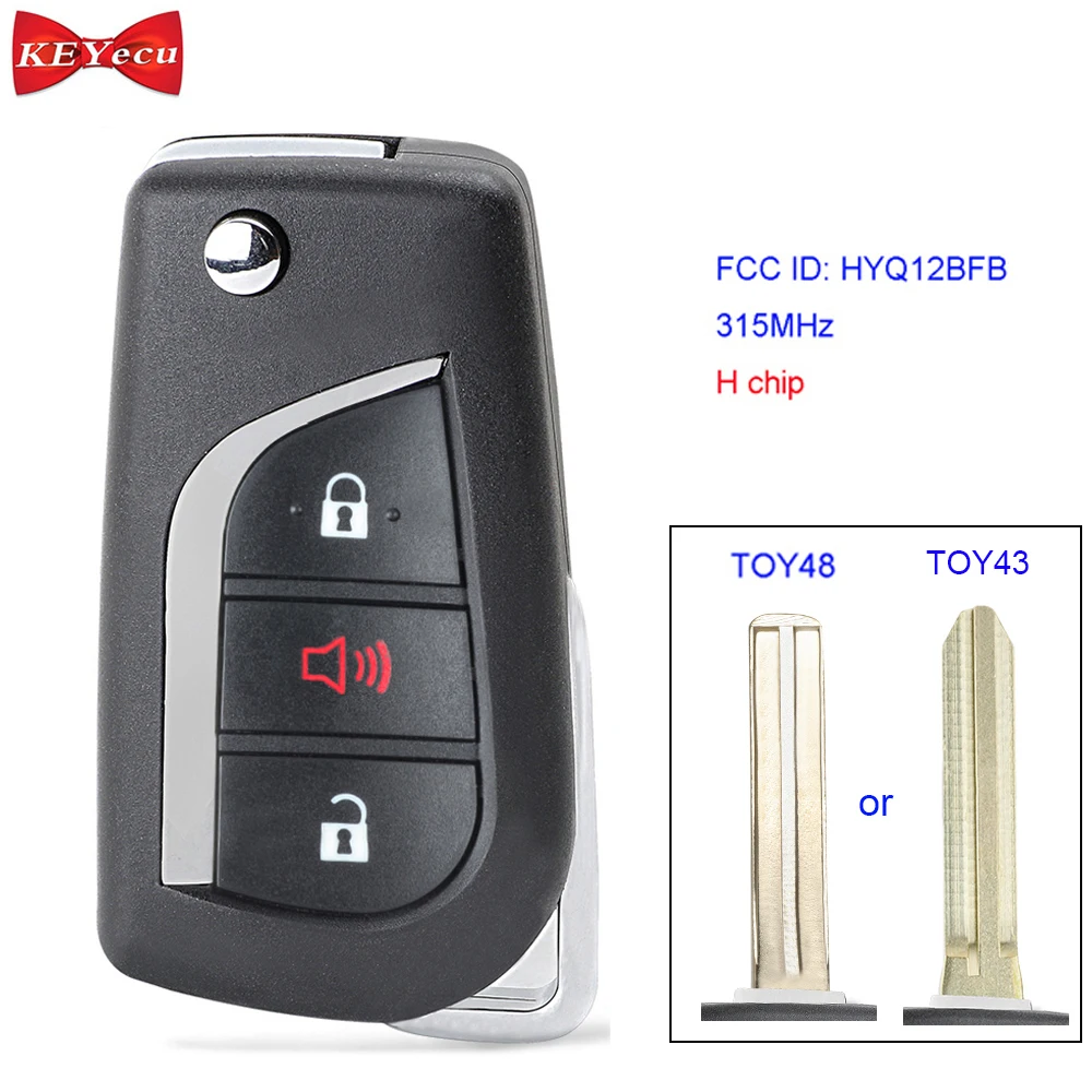 KEYECU for Toyota Camry 2018 Remote Key Fob HYQ12BFB 315MHz TOY48