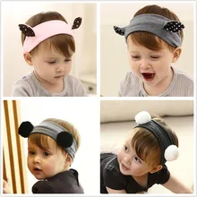 Cheap  Cute Pom Pom Ball Headbands Toddlers Fairy Elastic Solid Hair Bands girls Round Ball Cotton Headwear Hair Hoop Accessories D60  Online 