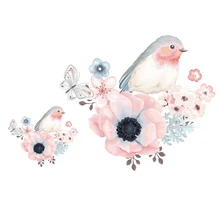 Parches de hierro con transferencia de calor de mariposa y Pájaro de flores para pegatinas para camiseta, aplicaciones para ropa, apliques decorativos 47128