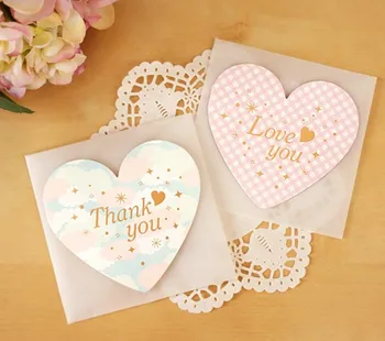

New 6 pcs/lot Romantic heart love Paper card & Envelope