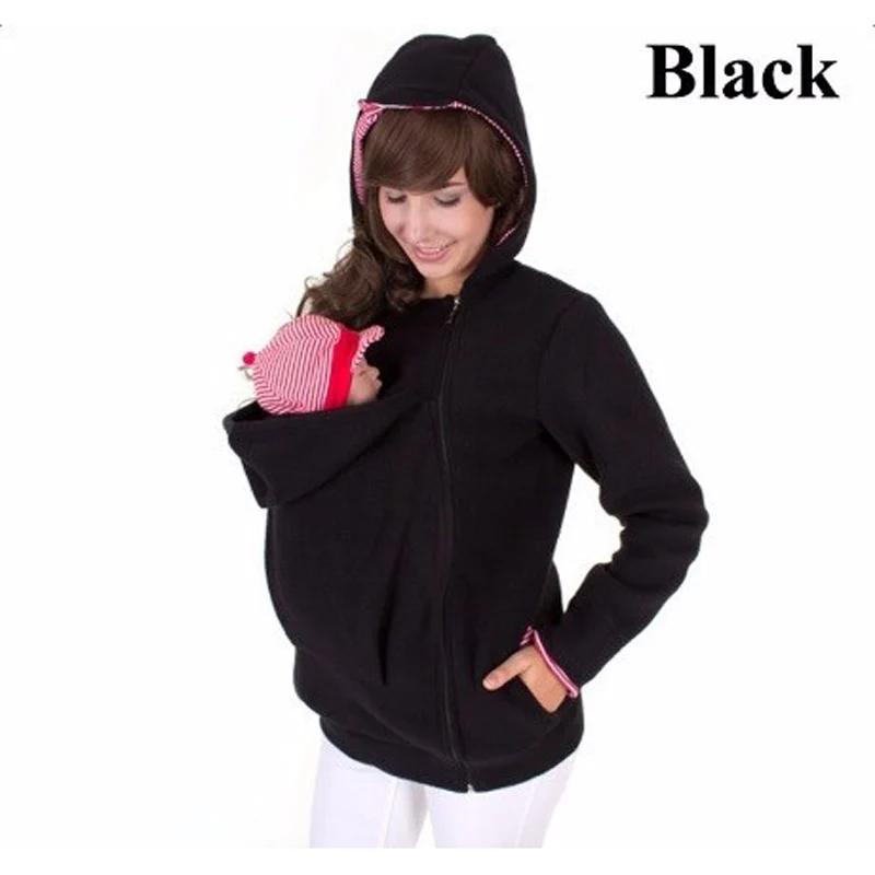 Куртка-кенгуру для переноски ребенка; зимние теплые пальто для беременных; толстовки; верхняя одежда; пальто; Одежда для беременных женщин; уплотненные толстовки - Цвет: Red black stripes