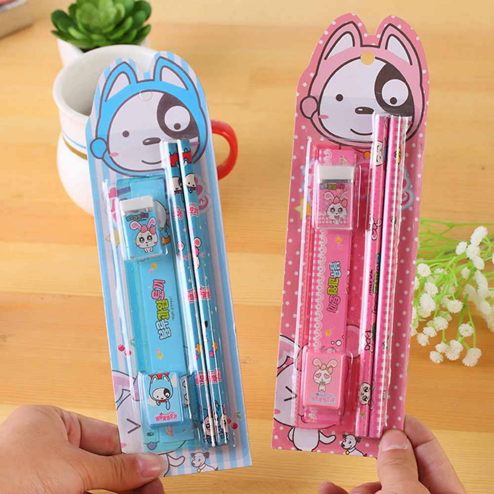 

5pcs/Set Cute Cartoon Stationary Set Children's Day Gift Office Stationery Learning Tools Supplies Random Color