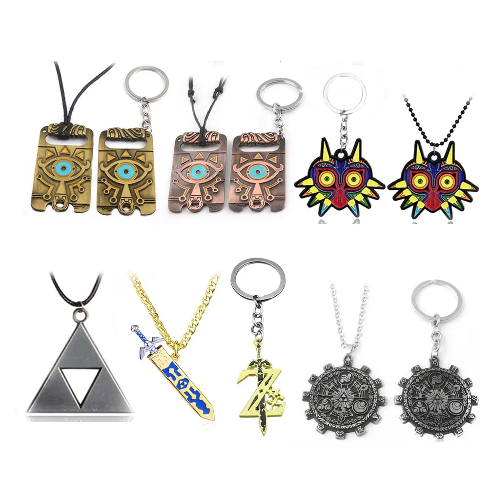 

The Legend Of Zelda Keychain Triforce Shield Sword Z Triangle Breath of the Wild Owl Key Chain for Women Men Choker Keyring