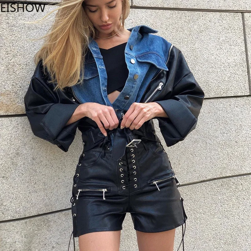 EISHOW летние сексуальные женские бандажные шорты модные на молнии кружевные с
