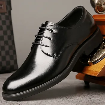 

Men dress shoes Lace-up Non-slip high quality formal business work soft patent leather pointed toe man oxford flats shoes TA-02