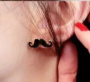 

48Pairs/lot Free Shipping Mini Vintage Moustache Mustache Stud Beard Earrings Stud Earring