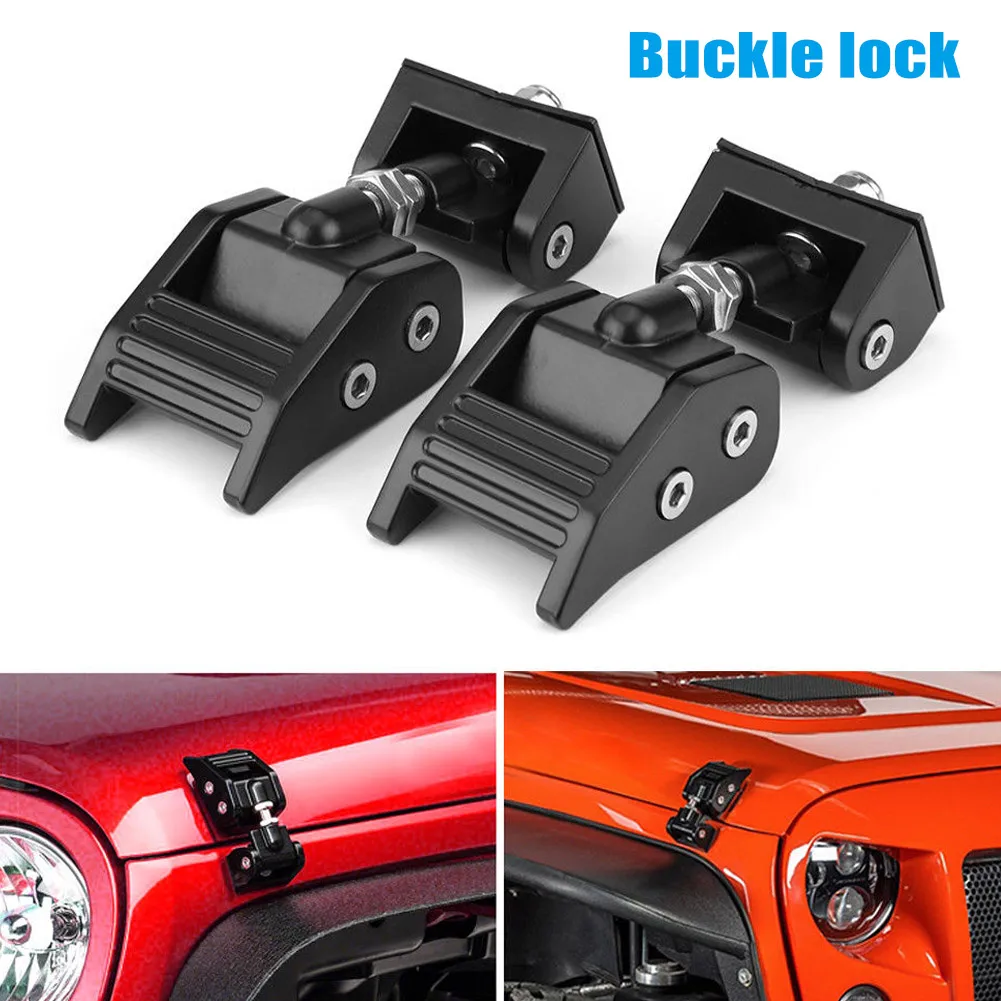 

New 2 Pcs Latch Bracket Buckle Hood Lock Aluminum Alloy Durable For Jeep Wrangler Car CSL2018