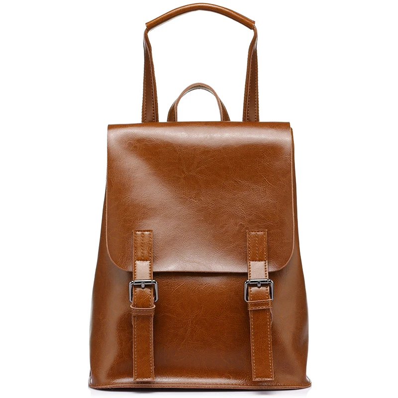 

brand backpack Woman fashion for teenage girls oil wax cow split leather backpacks vintage school bag shoulder female
