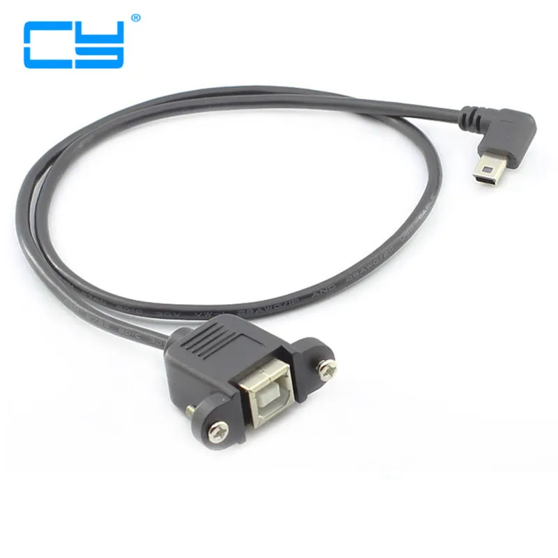 90 Right Angled 0.5m Mini USB 5Pin Male to 2.0 Type B Female Printer Panel Mount Cable Screw 50cm | Компьютеры и офис