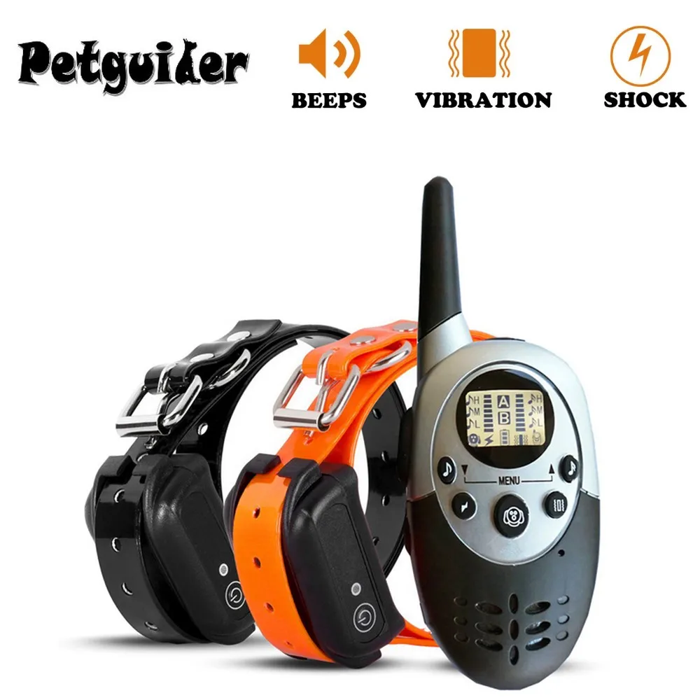 Online Collar del entrenamiento para perros entrenamiento para mascotas entrenador de perros impermeable recargable vibración remota choque de sonido Anti corteza dos perros