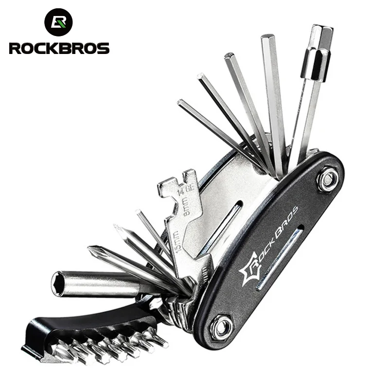 cheap ROCKBROS 16 in 1 Bicycle Tools Sets Mountain Road Bike Multi Repair Tool Kit Hex Spoke Wrench Cycle Screwdriver Tools 2 Styles