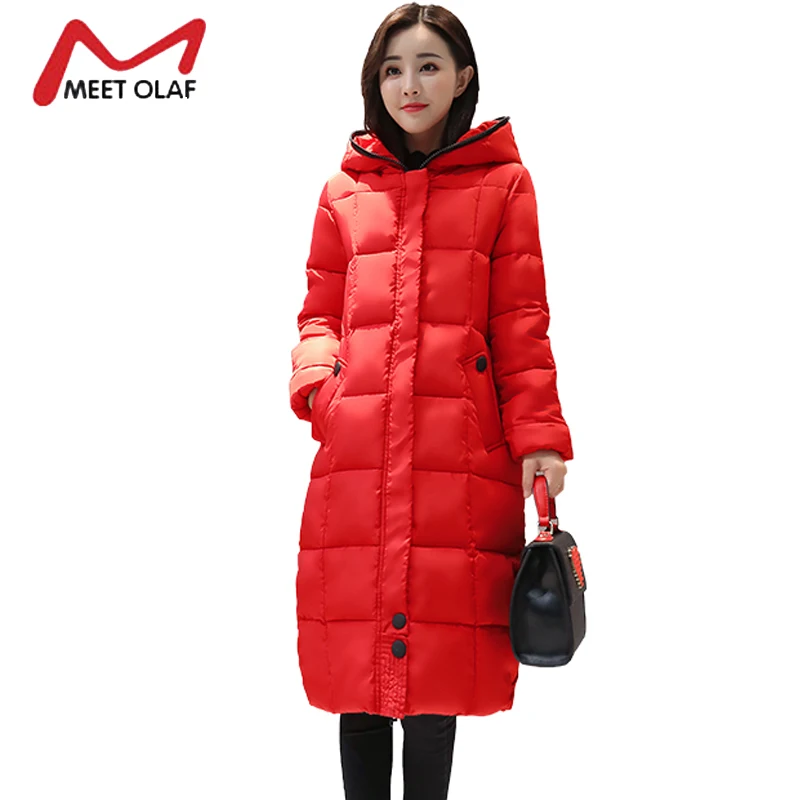 2017 High Quality Women's Winter Down Jackets Long Hooded Thick Warm