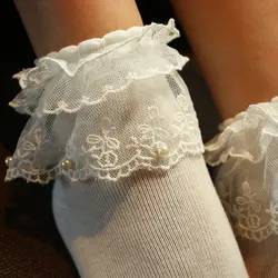 Милые кружевные носки принцессы с леденцами однотонные тонкие носки женские носки YZM DW001