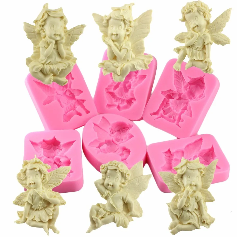 

3D 6 Style Angel Baby Silicone Fondant Cake Mold DIY Baby Birthday Cake Decorating Tools Polymer Clay Soap Candy Chocolate Mould