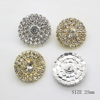 

ZMASEY Sale New 5pcs/lot 25mm Rhinestone Buttons Shank Decoration Wedding Fit Ribbon Hair Supply Full Invitation Diy Accessories