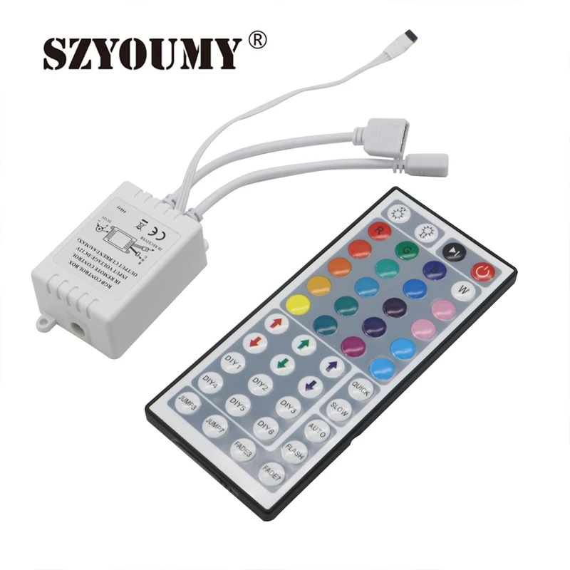 #cheap SZYOUMY RGB LED Controller 24 44 Key Dual Output Port Connectors DC12V 2 Ports Dimmer for 3528 5050 RGB led strip light