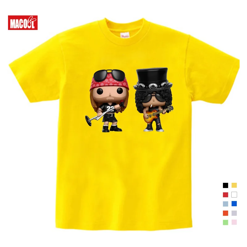 Roses and Guns T Shirt Band Tops Guns N Roses Clothing Tshirt Children's Funny Hip Hop High Quality for Boy Girl Cartoon Unisex