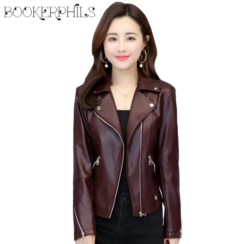 2019 Spring PU Leather Jacket Women Plus Size 5XL Fashion