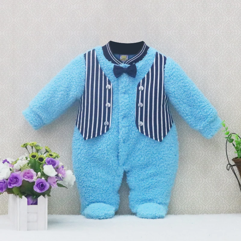 2021 New Style Coral Fleece Newborn One Piece Boys Rompers Warm Winter 