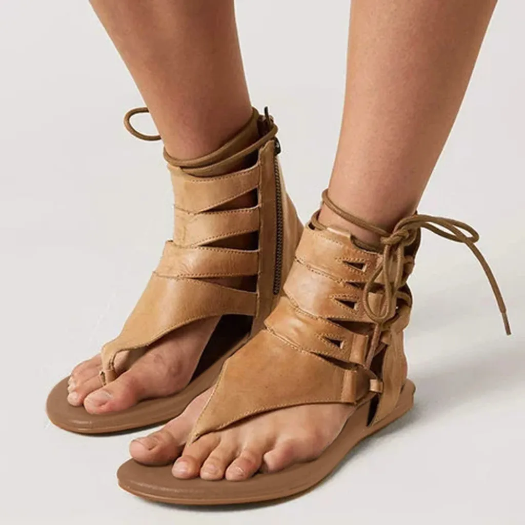 Gladiator Sandals Women Flat Bandage Summer Shoes Women Ladies Solid