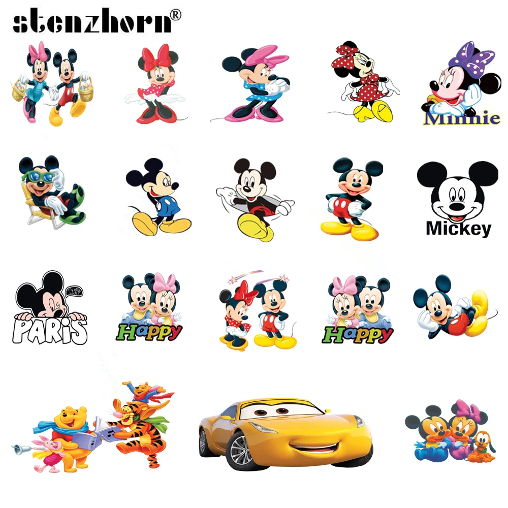

(10pcs) Mickey Minnie stickers heat transfers for clothes iron on transfers for clothing fusing A Level applications