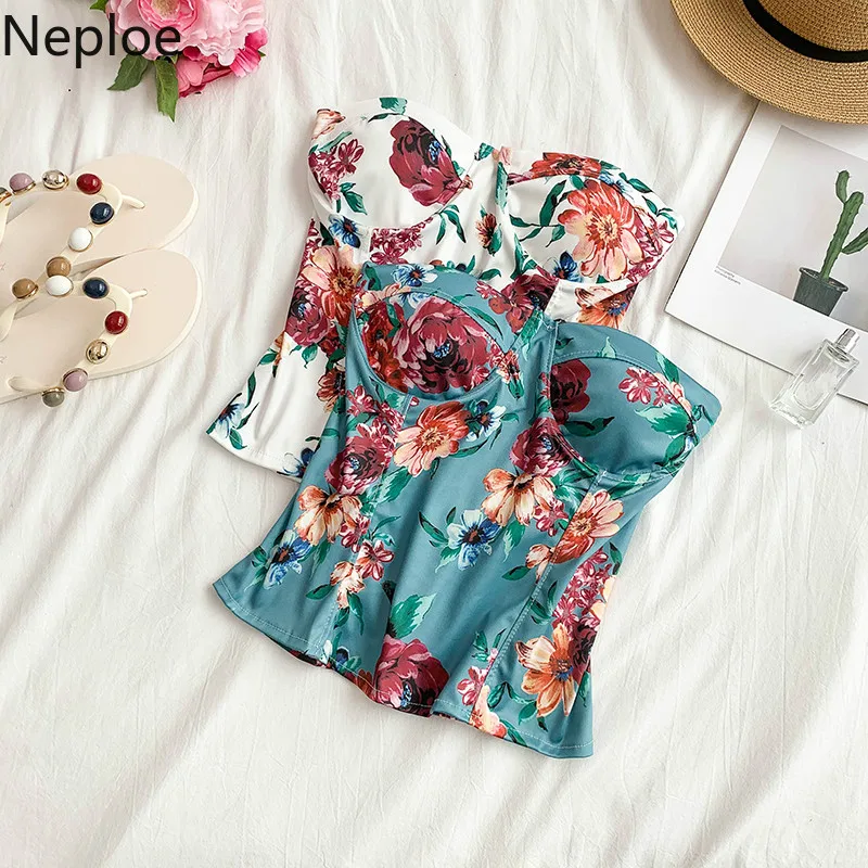 Neploe супер огонь шифон женская блузка сексуальная Slash шеи без рукавов Blusa Мода с