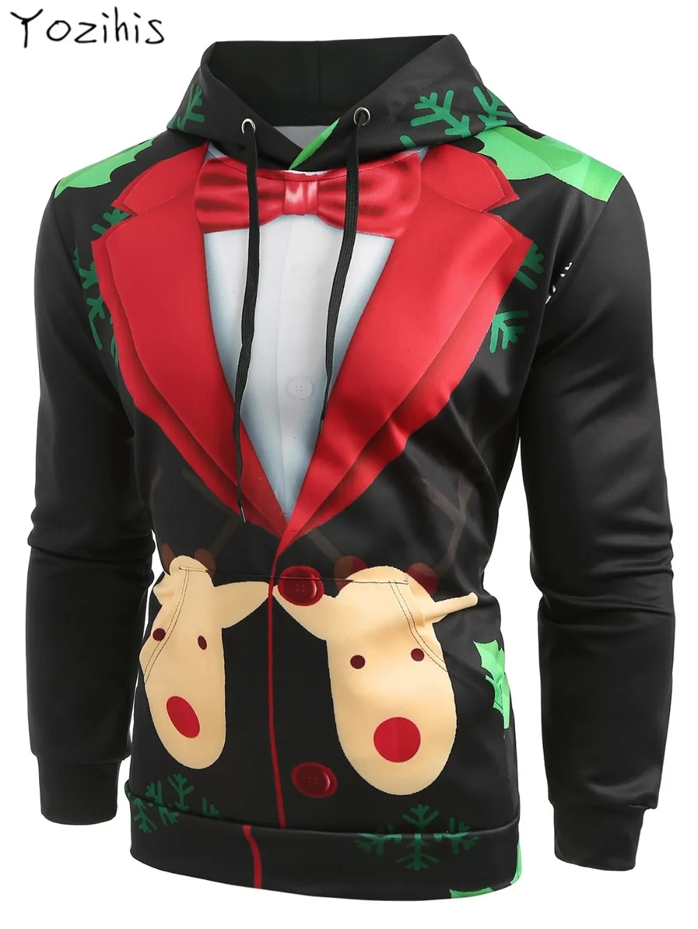 Yozihis Рождество искусственная костюм животных пуловер с капюшоном для мужчин бойфренд Осень Толстовка повседневное
