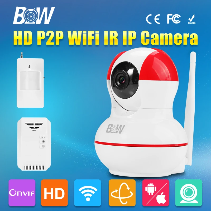 BW Mini P2P IP Camera HD 720P Wireless Wifi P T Infrared Motion Sensor Gas Detector